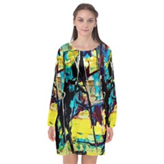 Dance Of Oil Towers 3 Long Sleeve Chiffon Shift Dress  by bestdesignintheworld