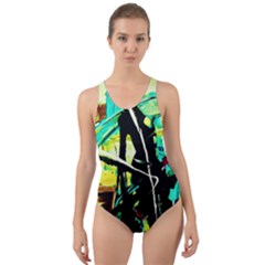 Dance Of Oil Towers 5 Cut-out Back One Piece Swimsuit by bestdesignintheworld