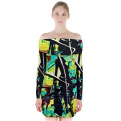 Dance Of Oil Towers 5 Long Sleeve Off Shoulder Dress by bestdesignintheworld