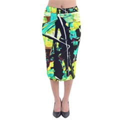 Dance Of Oil Towers 5 Velvet Midi Pencil Skirt by bestdesignintheworld