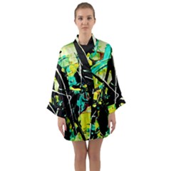 Dance Of Oil Towers 5 Long Sleeve Kimono Robe by bestdesignintheworld