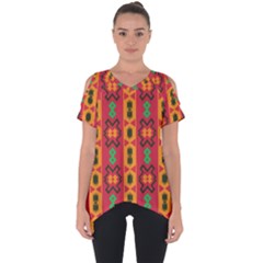 Tribal Shapes In Retro Colors                           Cut Out Side Drop Tee by LalyLauraFLM