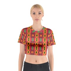 Tribal Shapes In Retro Colors                                 Cotton Crop Top by LalyLauraFLM