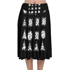 Drawing  Velvet Flared Midi Skirt