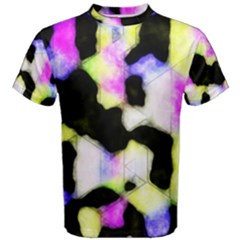 Watercolors Shapes On A Black Background                                  Men s Cotton Tee by LalyLauraFLM