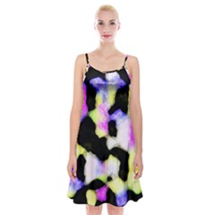 Watercolors Shapes On A Black Background                                   Spaghetti Strap Velvet Dress by LalyLauraFLM