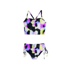 Watercolors Shapes On A Black Background                                  Girls  Tankini Swimsuit by LalyLauraFLM