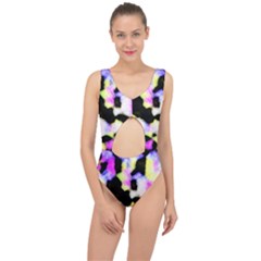 Watercolors Shapes On A Black Background                                 Center Cut Out Swimsuit