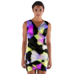 Watercolors Shapes On A Black Background                                     Wrap Front Bodycon Dress by LalyLauraFLM