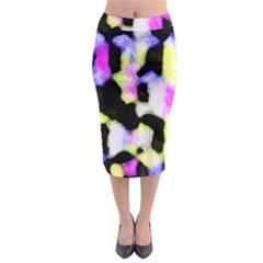 Watercolors Shapes On A Black Background                                    Midi Pencil Skirt