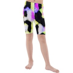 Watercolors Shapes On A Black Background                            Kid s Swim Shorts by LalyLauraFLM