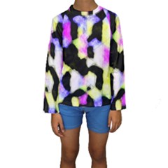 Watercolors Shapes On A Black Background                                   Kid s Long Sleeve Swimwear by LalyLauraFLM