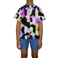 Watercolors Shapes On A Black Background                                   Kid s Short Sleeve Swimwear by LalyLauraFLM