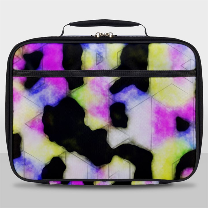 Watercolors shapes on a black background                             Full Print Lunch Bag