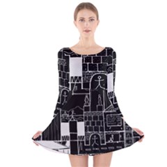 Drawing  Long Sleeve Velvet Skater Dress