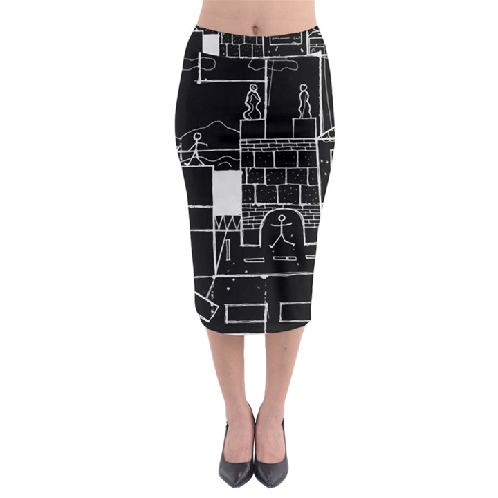 Drawing  Midi Pencil Skirt