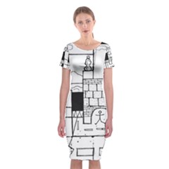 Drawing  Classic Short Sleeve Midi Dress by ValentinaDesign