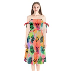 Colorful Spots                           Shoulder Tie Bardot Midi Dress by LalyLauraFLM