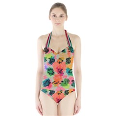 Colorful Spots                                   Women s Halter One Piece Swimsuit by LalyLauraFLM