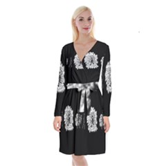 Drawing  Long Sleeve Velvet Front Wrap Dress by ValentinaDesign