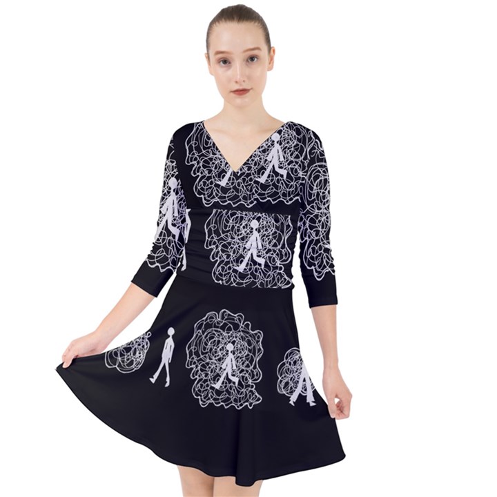 Drawing  Quarter Sleeve Front Wrap Dress