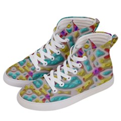 3d Shapes On A Grey Background                           Men s Hi-top Skate Sneakers by LalyLauraFLM