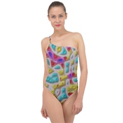 3d Shapes On A Grey Background                                  Classic One Shoulder Swimsuit