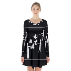 Drawing  Long Sleeve Velvet V-neck Dress by ValentinaDesign