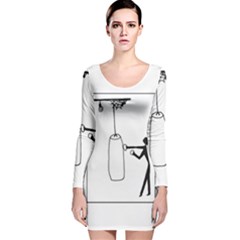 Drawing  Long Sleeve Velvet Bodycon Dress