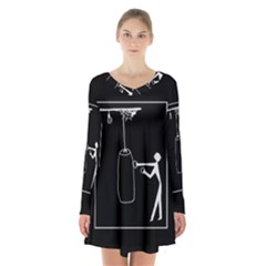 Drawing  Long Sleeve Velvet V-neck Dress by ValentinaDesign