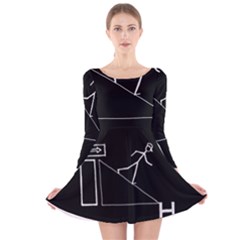 Drawing Long Sleeve Velvet Skater Dress