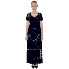 Drawing High Waist Short Sleeve Maxi Dress by ValentinaDesign