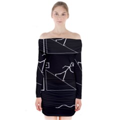 Drawing Long Sleeve Off Shoulder Dress by ValentinaDesign