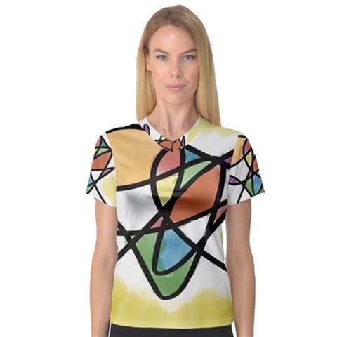 Abstract Art Colorful V-neck Sport Mesh Tee by Modern2018