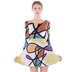 Abstract Art Colorful Long Sleeve Velvet Skater Dress by Modern2018