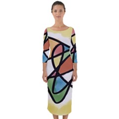 Abstract Art Colorful Quarter Sleeve Midi Bodycon Dress by Modern2018