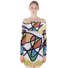 Abstract Art Colorful Long Sleeve Off Shoulder Dress by Modern2018