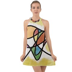 Abstract Art Colorful Halter Tie Back Chiffon Dress by Modern2018