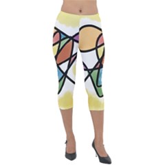 Abstract Art Colorful Lightweight Velour Capri Leggings  by Modern2018