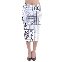 Drawing Velvet Midi Pencil Skirt by ValentinaDesign