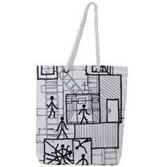 Drawing Full Print Rope Handle Tote (large) by ValentinaDesign