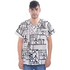 Drawing Men s V-neck Scrub Top