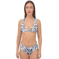 Drawing Double Strap Halter Bikini Set