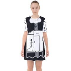 Drawing Sixties Short Sleeve Mini Dress by ValentinaDesign