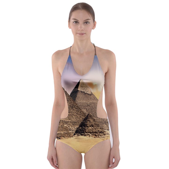 Ancient Archeology Architecture Cut-Out One Piece Swimsuit