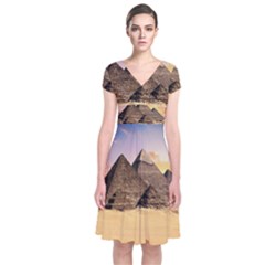 Ancient Archeology Architecture Short Sleeve Front Wrap Dress by Modern2018