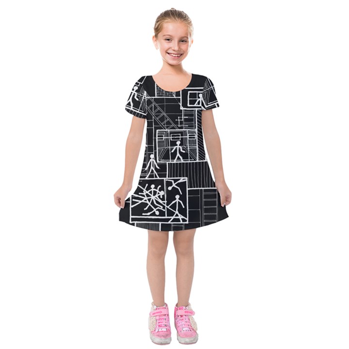 Drawing Kids  Short Sleeve Velvet Dress