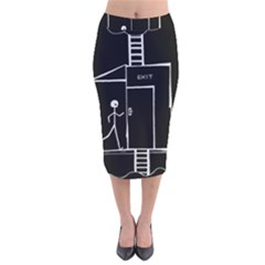 Drawing Velvet Midi Pencil Skirt by ValentinaDesign