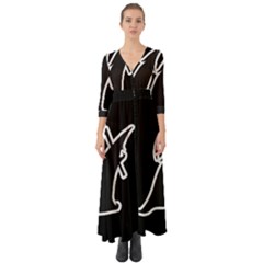 Drawing Button Up Boho Maxi Dress