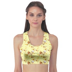 Funny Sunny Ice Cream Cone Cornet Yellow Pattern  Sports Bra by yoursparklingshop